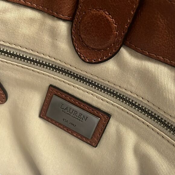 Ralph Lauren Studded Leather Noa Crossbody with Front Pockets, Brown, NWT - Picture 12 of 16